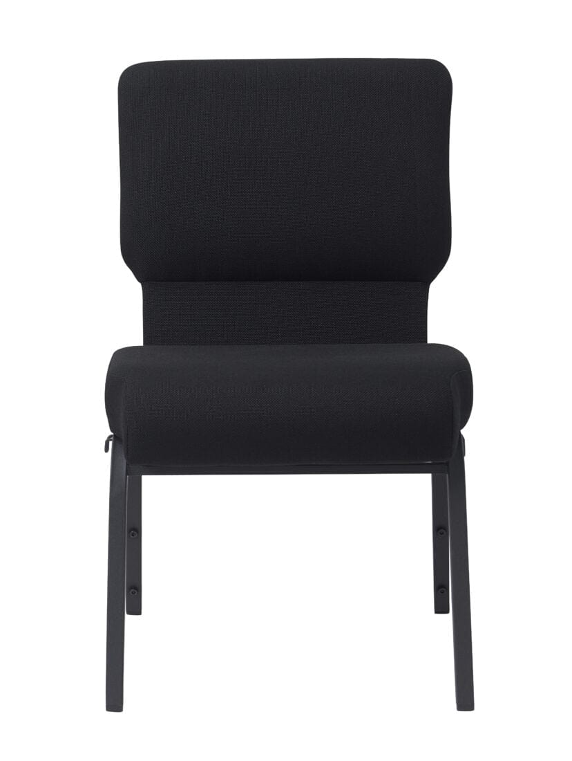Chivari Black Fabric Church Chair with Cut-Away Back 20.5" Wide Black Steel Frame CH20BB-ZF-T