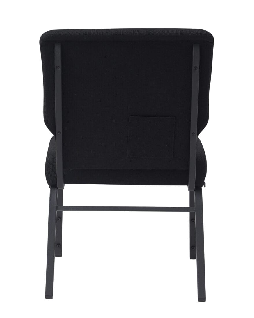 Chivari Black Fabric Church Chair with Cut-Away Back 20.5" Wide Black Steel Frame CH20BB-ZF-T