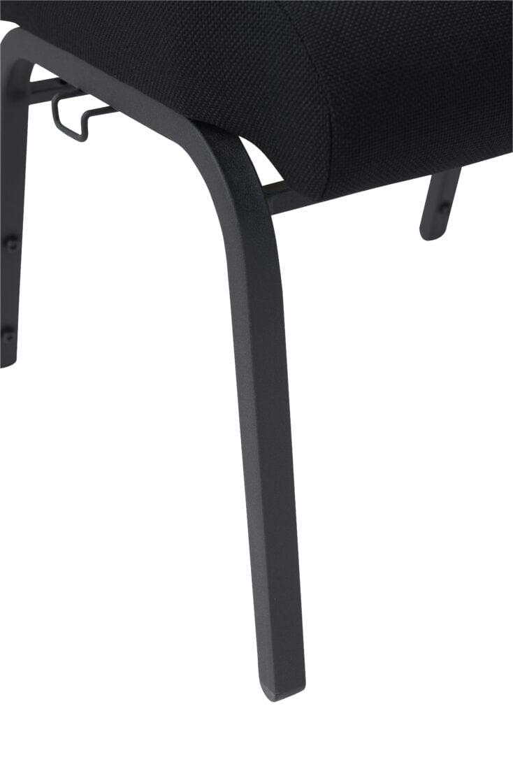 Chivari Black Fabric Church Chair with Cut-Away Back 20.5" Wide Black Steel Frame CH20BB-ZF-T