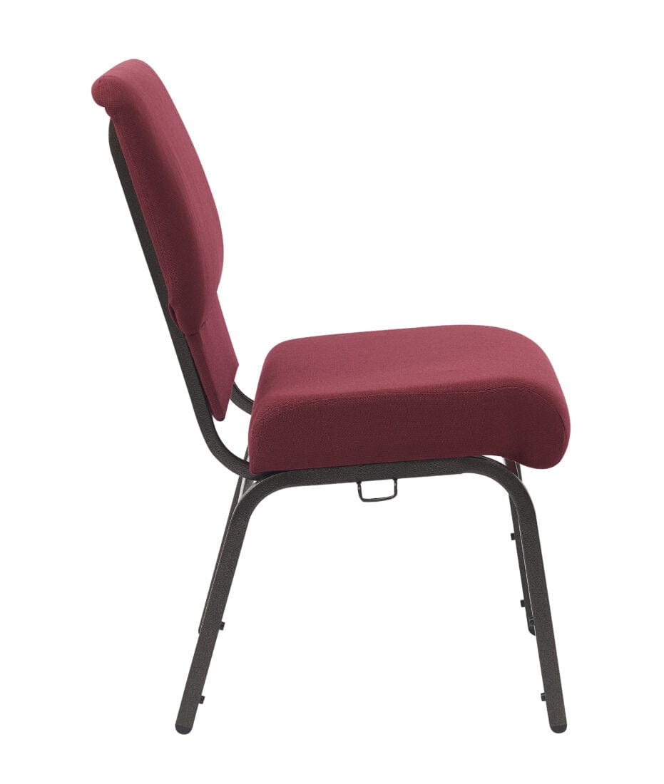Chivari Maroon Fabric Church Chair with Cut-Away Back 20.5" Wide Gold Vein Steel Frame CH20MGV-ZF-T