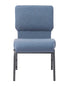 Chivari Light Blue Fabric Church Chair with Cut-Away Back 20.5" Wide Silver Vein Steel Frame CH20LBLSV-ZF-T