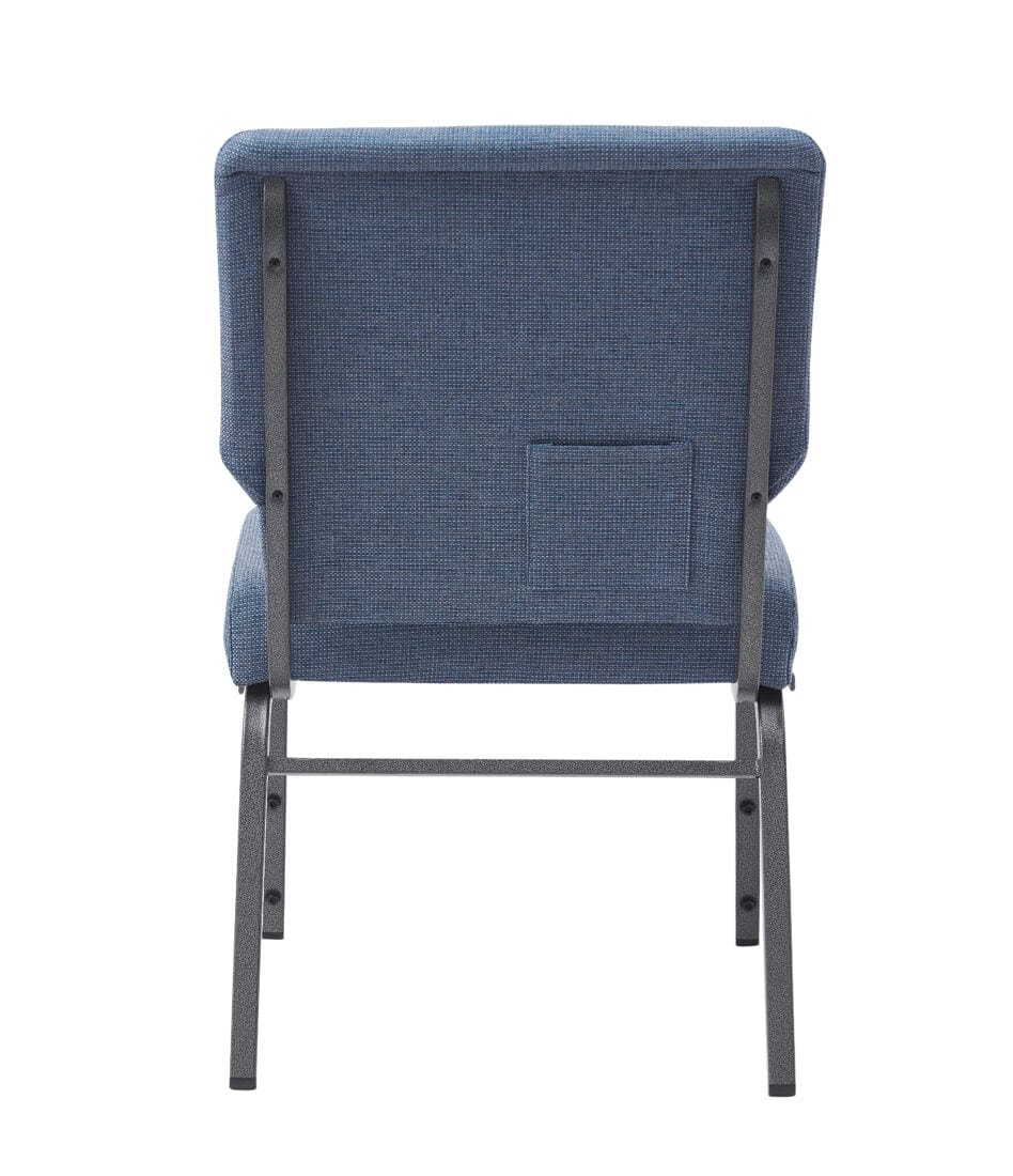 Chivari Light Blue Fabric Church Chair with Cut-Away Back 20.5" Wide Silver Vein Steel Frame CH20LBLSV-ZF-T