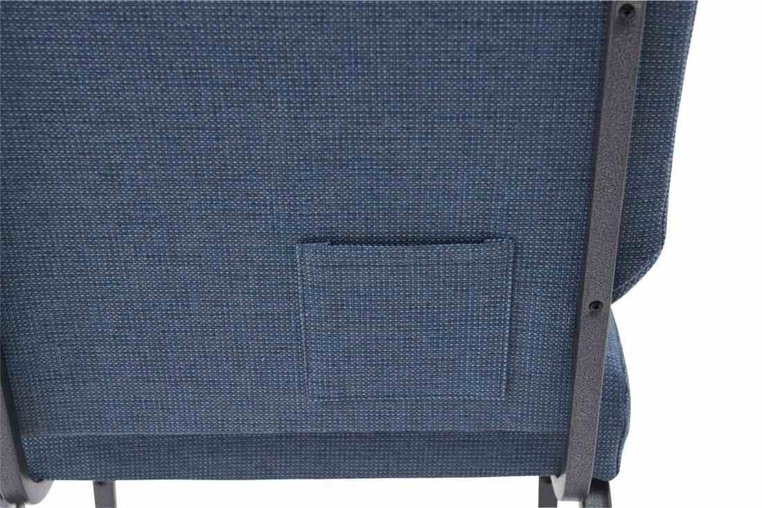 Chivari Light Blue Fabric Church Chair with Cut-Away Back 20.5" Wide Silver Vein Steel Frame CH20LBLSV-ZF-T