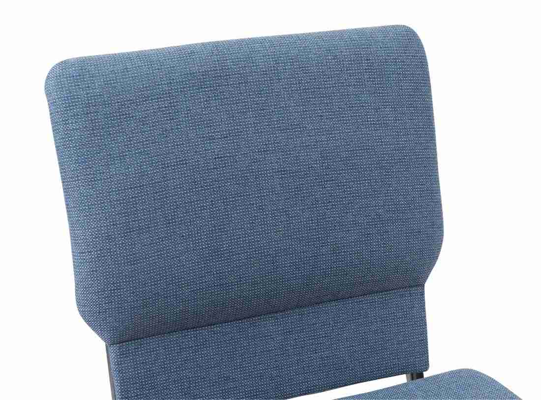 Chivari Light Blue Fabric Church Chair with Cut-Away Back 20.5" Wide Silver Vein Steel Frame CH20LBLSV-ZF-T