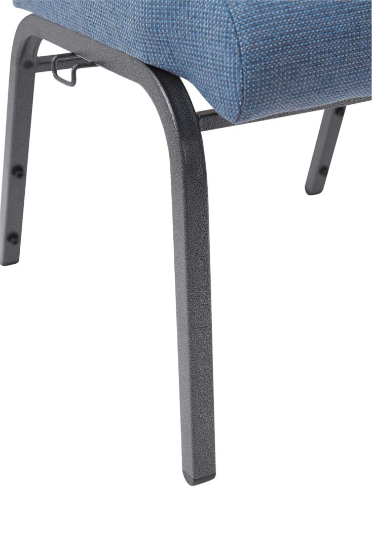 Chivari Light Blue Fabric Church Chair with Cut-Away Back 20.5" Wide Silver Vein Steel Frame CH20LBLSV-ZF-T