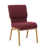 Maroon Fabric Church Chair with Cut-Away Back 20.5" Wide Gold Steel Frame