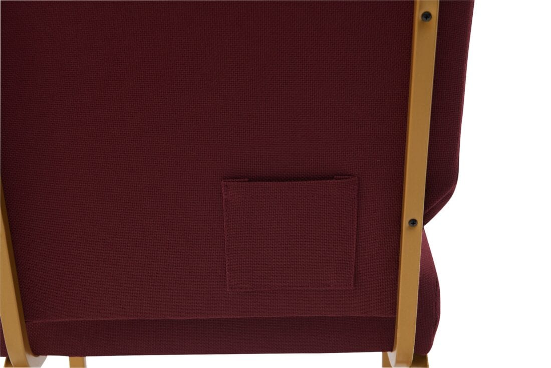 Chivari Maroon Fabric Church Chair with Cut-Away Back 20.5" Wide Gold Steel Frame CH20MG-ZF-T