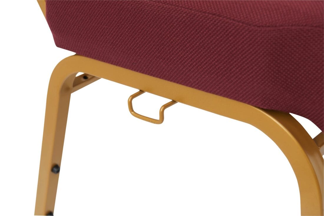 Chivari Maroon Fabric Church Chair with Cut-Away Back 20.5" Wide Gold Steel Frame CH20MG-ZF-T
