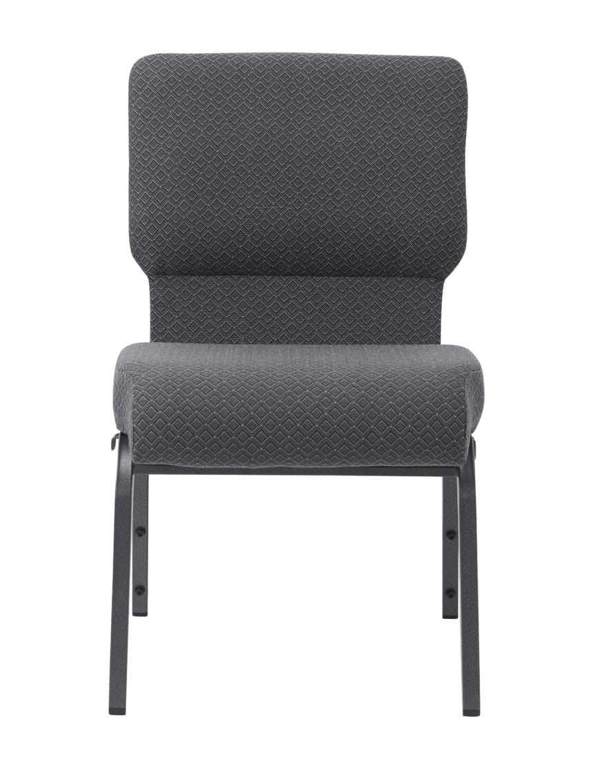 Chivari Dark Gray Fabric Church Chair with Cut-Away Back 20.5" Wide Silver Vein Steel Frame CH20DGRSV-ZF-T