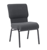 Dark Gray Fabric Church Chair with Cut-Away Back 20.5" Wide Silver Vein Steel Frame