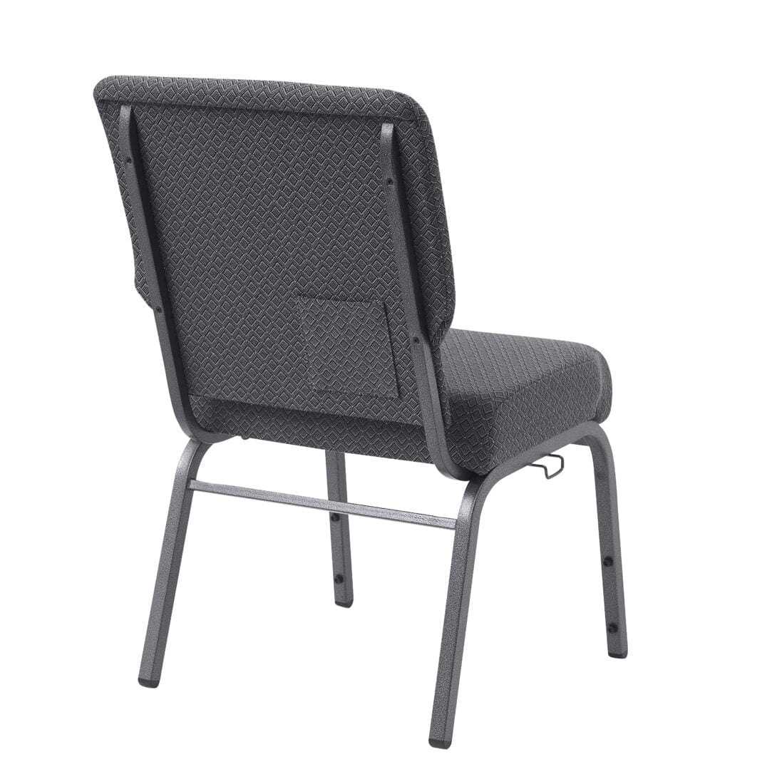 Chivari Dark Gray Fabric Church Chair with Cut-Away Back 20.5" Wide Silver Vein Steel Frame CH20DGRSV-ZF-T