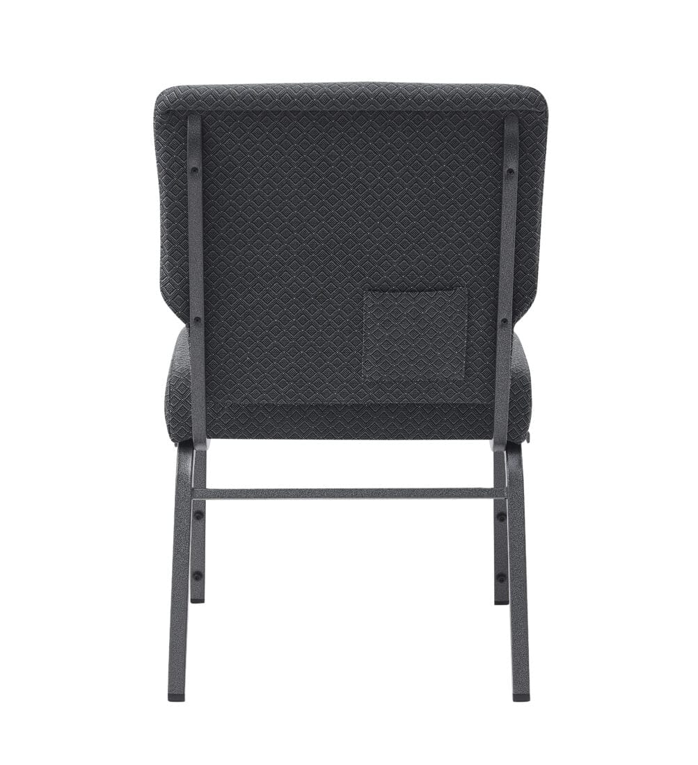 Chivari Dark Gray Fabric Church Chair with Cut-Away Back 20.5" Wide Silver Vein Steel Frame CH20DGRSV-ZF-T