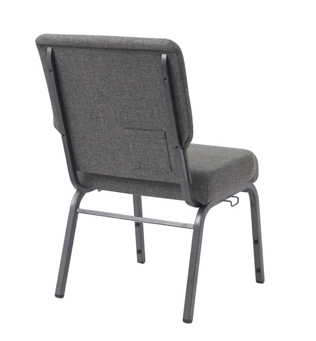 Chivari Gray Fabric Church Chair with Cut-Away Back 20.5" Wide Silver Vein Steel Frame CH20GRSV-ZF-T