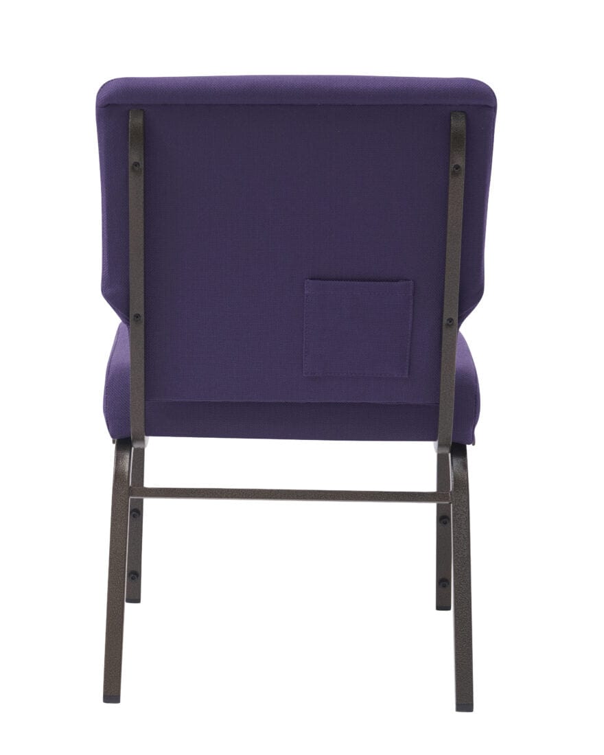 Chivari Purple Fabric Church Chair with Cut-Away Back 20.5" Wide Gold Vein Steel Frame CH20PUGV-ZF-T