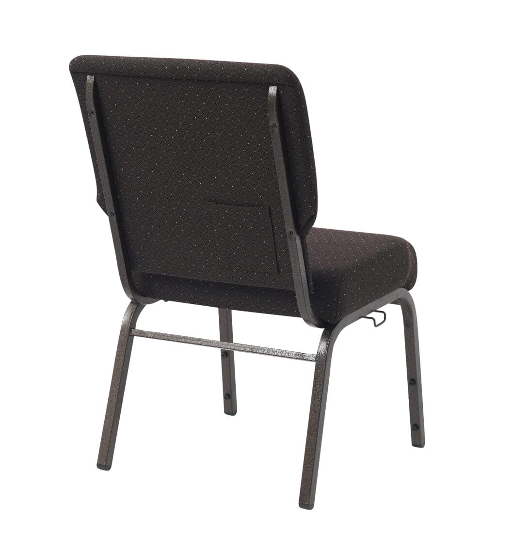 Chivari Walnut Church Chair with White Dot Fabric Cut-Away Back 20.5" Wide Gold Vein Steel Frame CH20WDGV-ZF-T