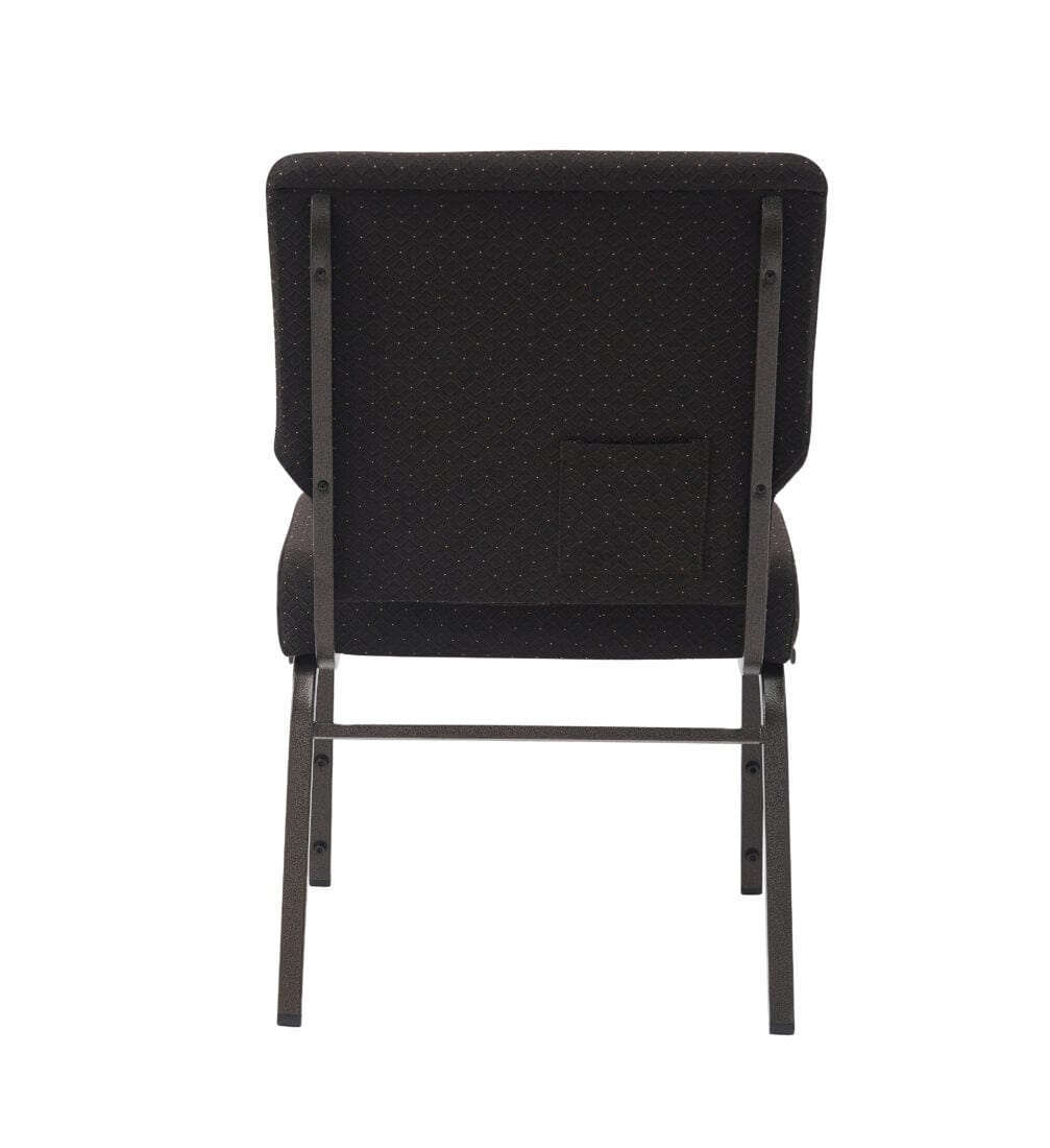 Chivari Walnut Church Chair with White Dot Fabric Cut-Away Back 20.5" Wide Gold Vein Steel Frame CH20WDGV-ZF-T
