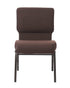Chivari Espresso Fabric Church Chair with Cut-Away Back 20.5" Wide Gold Vein Steel Frame CH20EGV-ZF-T