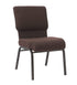 Chivari Espresso Fabric Church Chair with Cut-Away Back 20.5" Wide Gold Vein Steel Frame CH20EGV-ZF-T