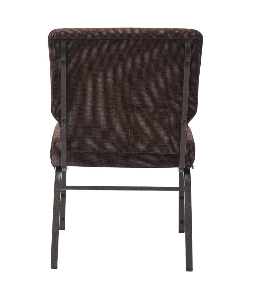 Chivari Espresso Fabric Church Chair with Cut-Away Back 20.5" Wide Gold Vein Steel Frame CH20EGV-ZF-T