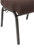 Chivari Espresso Fabric Church Chair with Cut-Away Back 20.5" Wide Gold Vein Steel Frame CH20EGV-ZF-T