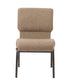 Chivari Tan Fabric Church Chair with Cut-Away Back 20.5" Wide Gold Vein Steel Frame CH20TGV-ZF-T