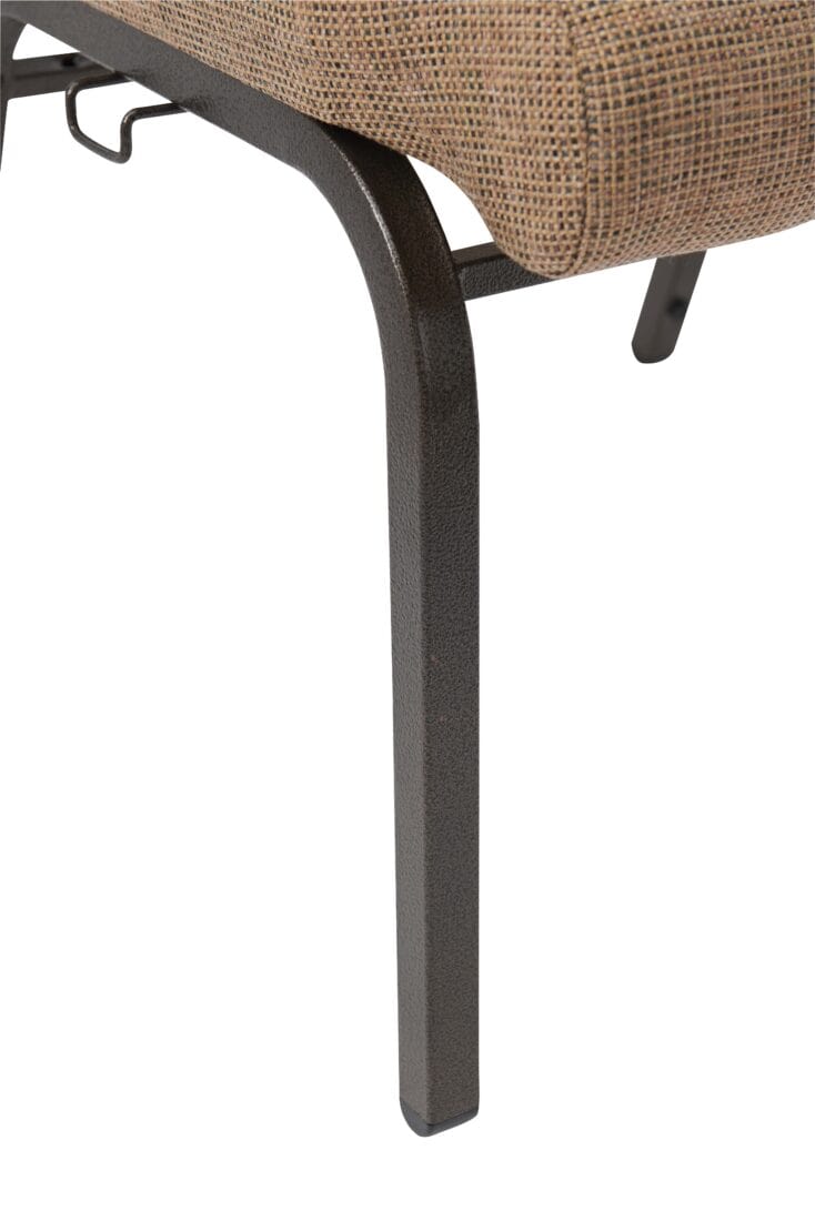 Chivari Tan Fabric Church Chair with Cut-Away Back 20.5" Wide Gold Vein Steel Frame CH20TGV-ZF-T