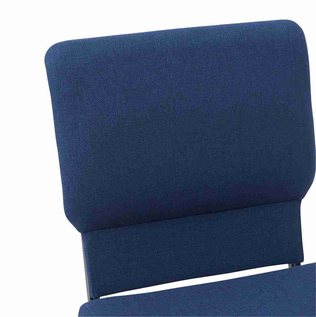 Chivari Indigo Fabric Church Chair with Cut-Away Back 20.5" Wide Silver Vein Steel Frame CH20IMSV-ZF-T