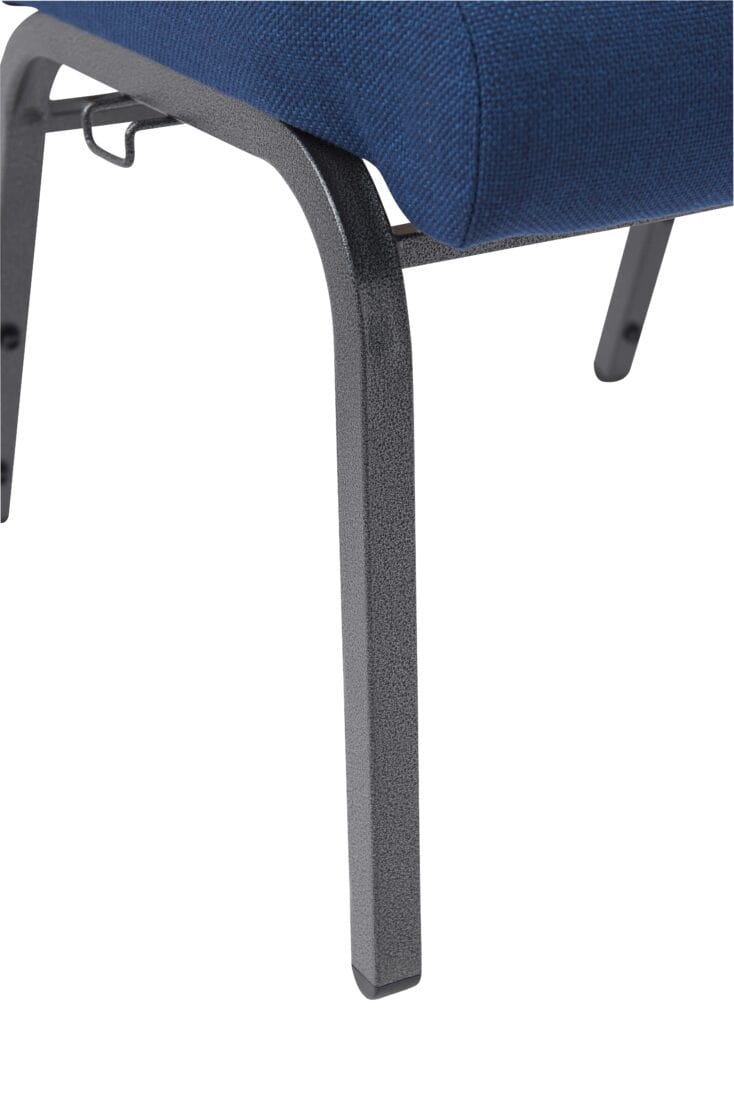 Chivari Indigo Fabric Church Chair with Cut-Away Back 20.5" Wide Silver Vein Steel Frame CH20IMSV-ZF-T