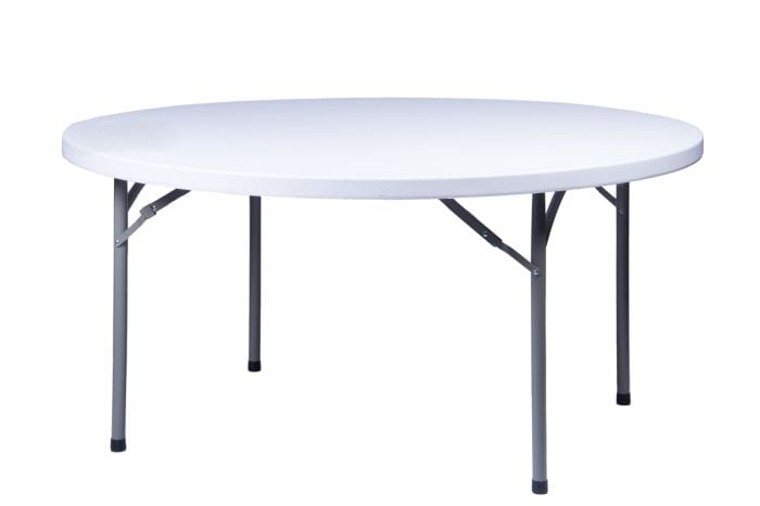 Chivari 100 Person Value Event Package:  100 Folding Poly Chairs + 12 Heavy Duty Plastic 60" Round Folding Tables PACK100CFPW1260RD-CXAX-T