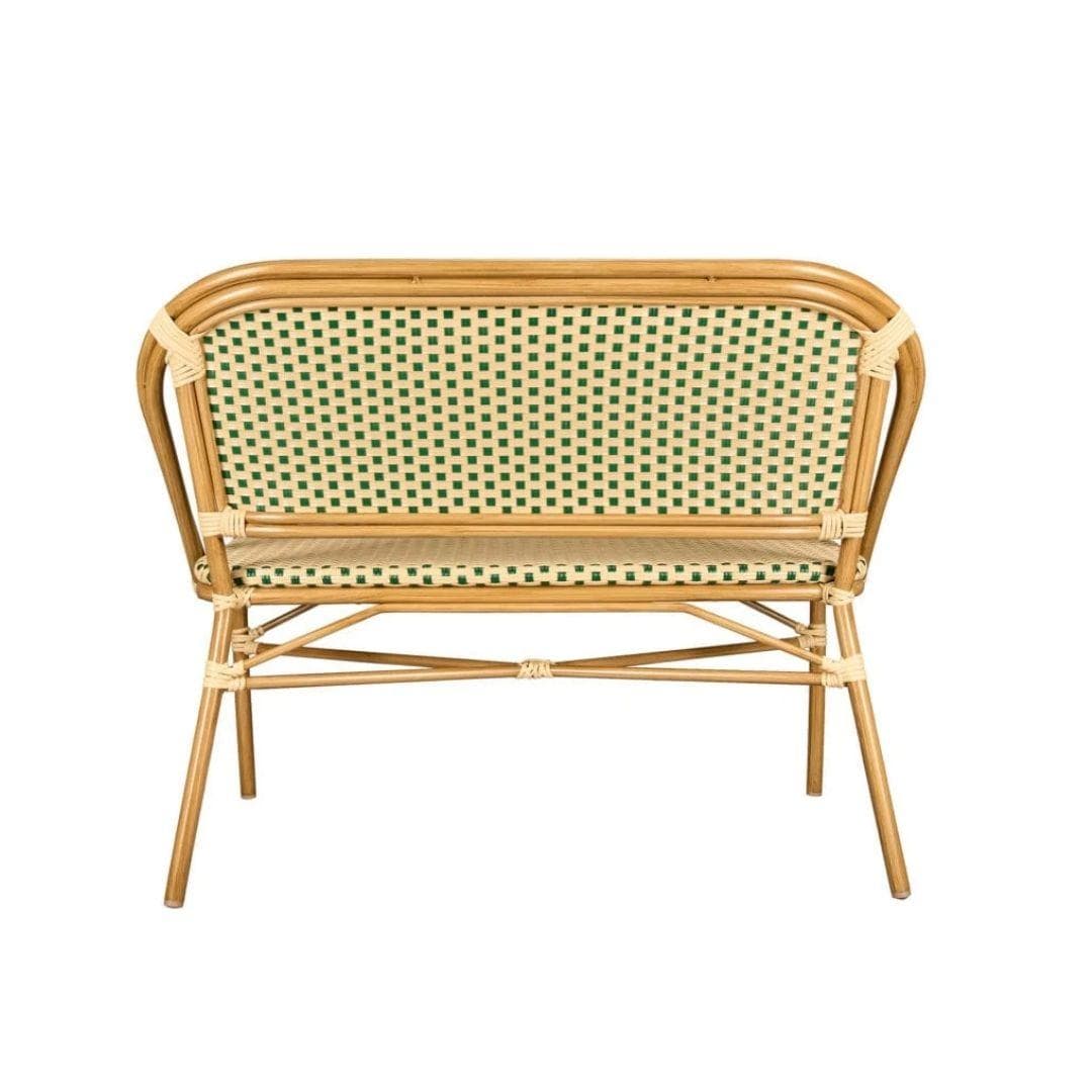 Toulouse Beige on Green French Bistro Set with 48x36" Table and 2 Benches FBK-BG-4836X2B