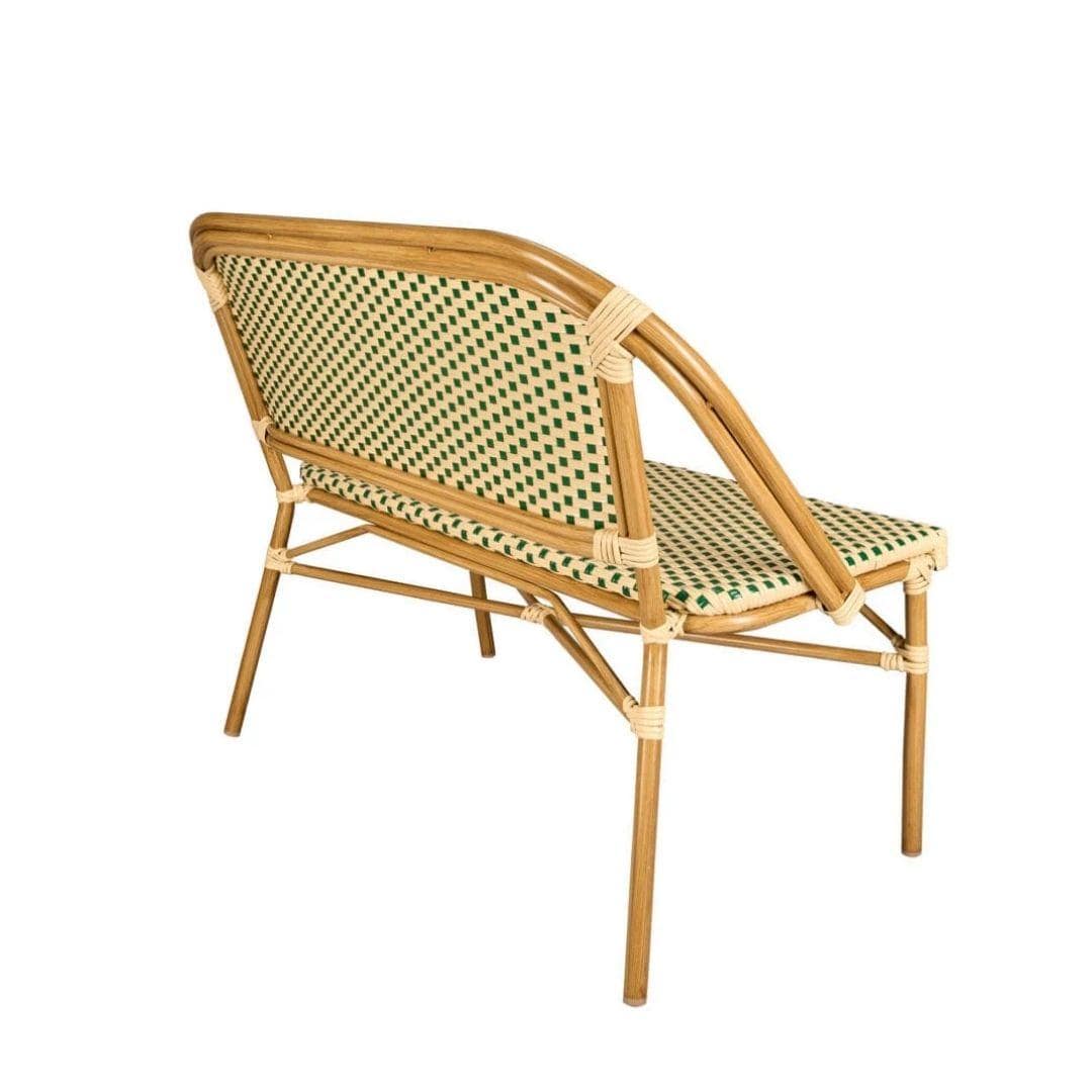 Toulouse Beige on Green French Bistro Set with 48x36" Table and 2 Benches FBK-BG-4836X2B