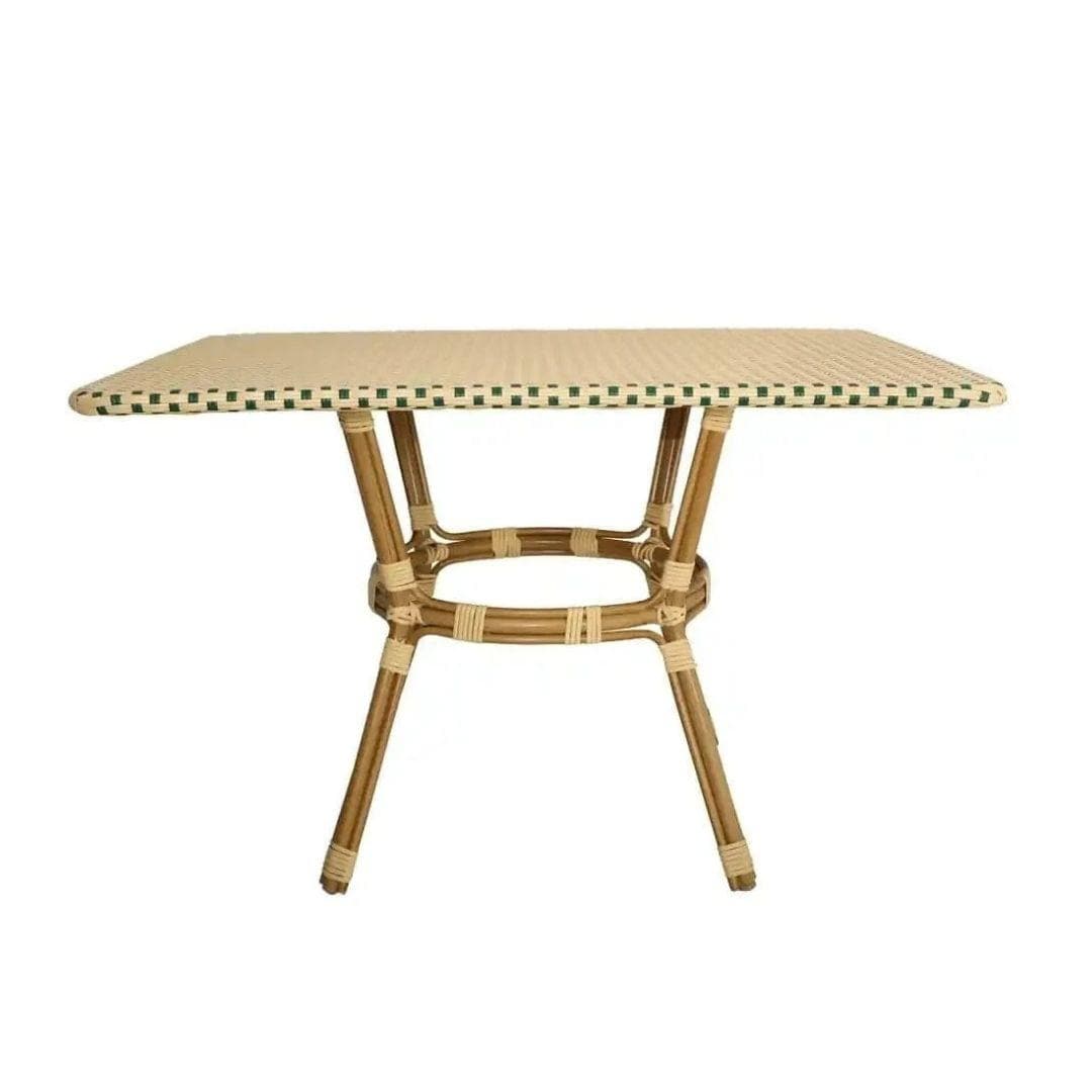 Toulouse Beige on Green French Bistro Set with 48x36" Table and 2 Benches FBK-BG-4836X2B