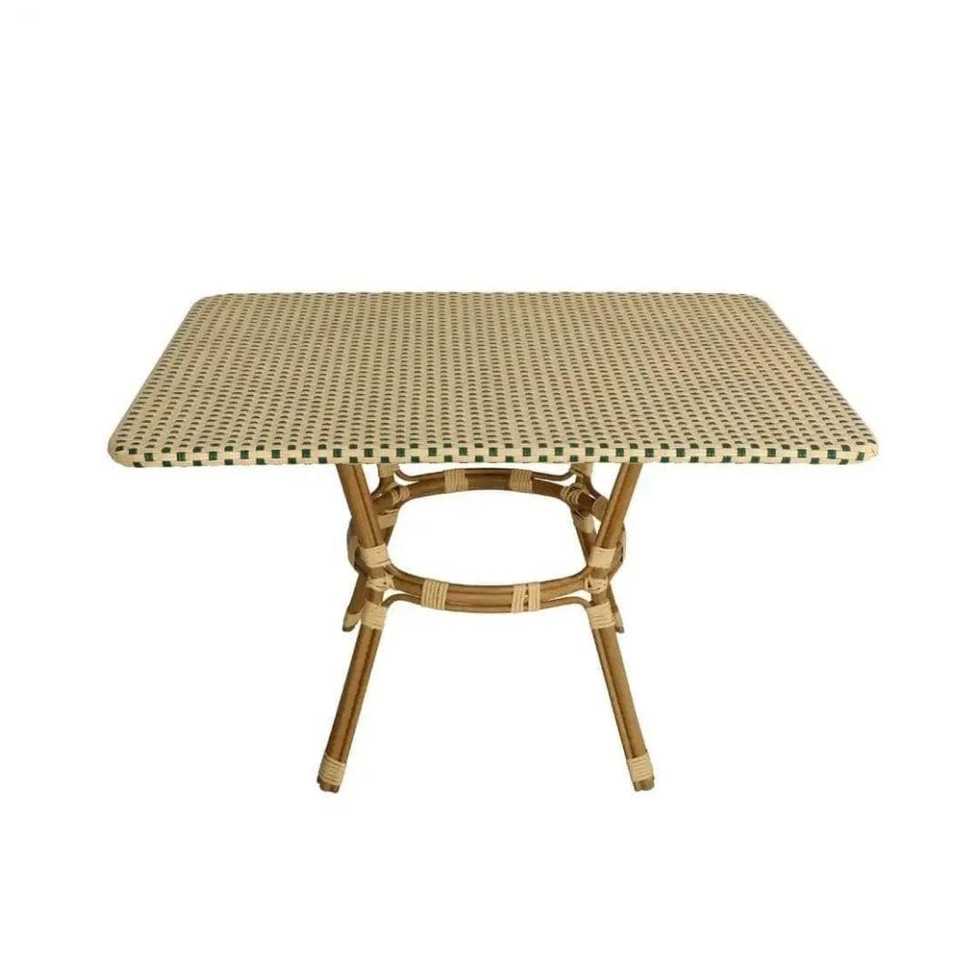 Toulouse Beige on Green French Bistro Set with 48x36" Table and 2 Benches FBK-BG-4836X2B