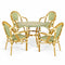Toulouse Beige and Green French Bistro Set Includes 40" Table and 4 Chairs with Arms FBK-BG-AW4-AX