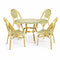 Toulouse Beige and Green French Bistro Set Includes 40" Table and 4 Chairs FBK-BG-W4-AX