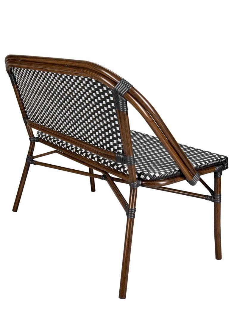 Toulouse Black on White French Bistro Set with 48x36" Table and 2 Benches FBK-BLA-4836X2B