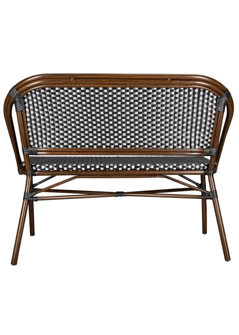 Toulouse Black on White French Bistro Set with 48x36" Table and 2 Benches FBK-BLA-4836X2B