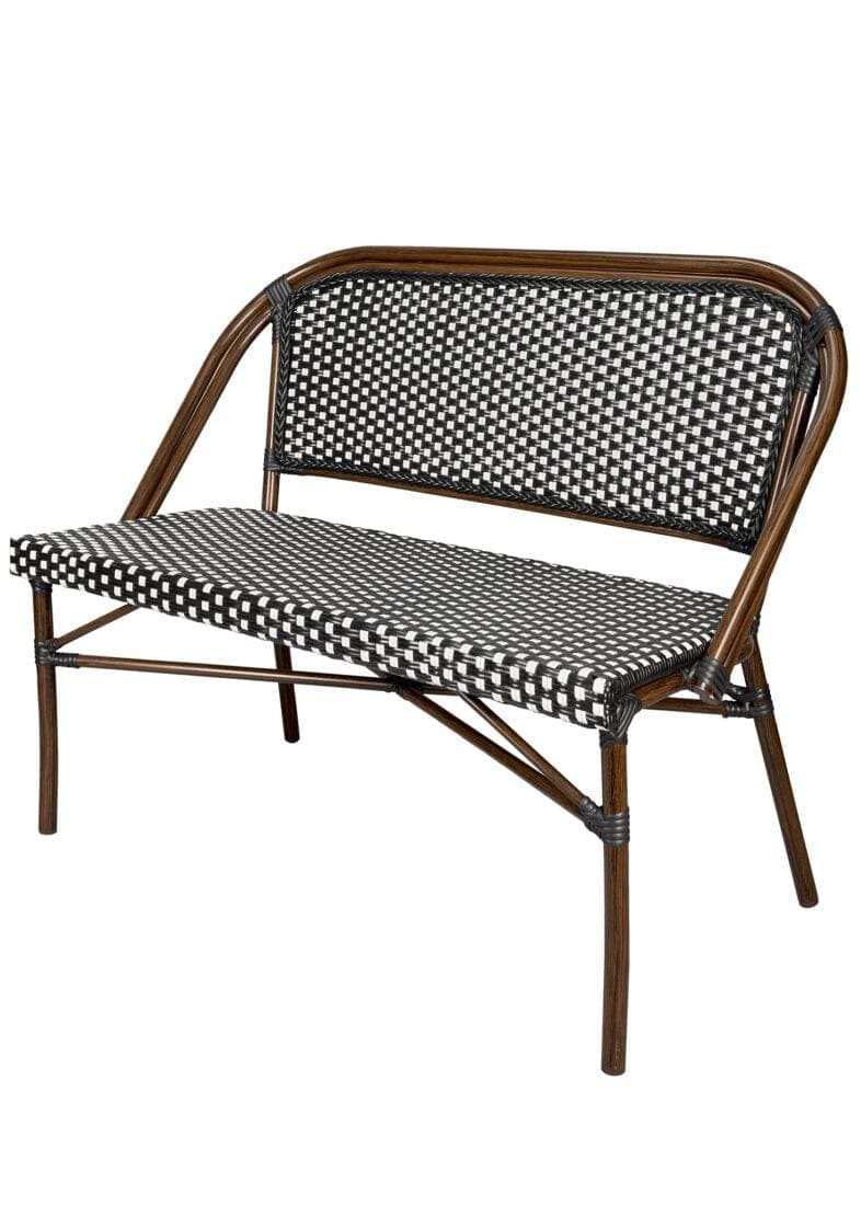Toulouse Black on White French Bistro Set with 48x36" Table and 2 Benches FBK-BLA-4836X2B