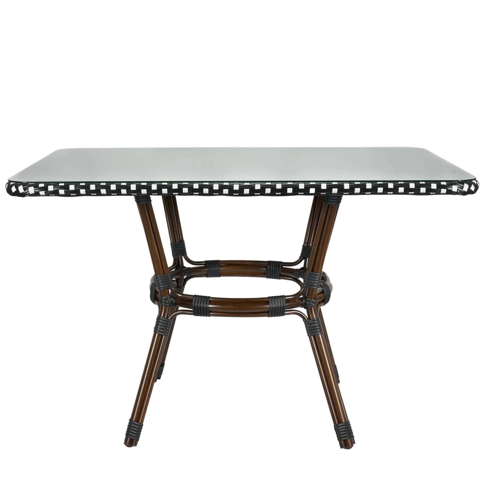 Toulouse Black on White French Bistro Set with 48x36" Table and 2 Benches FBK-BLA-4836X2B