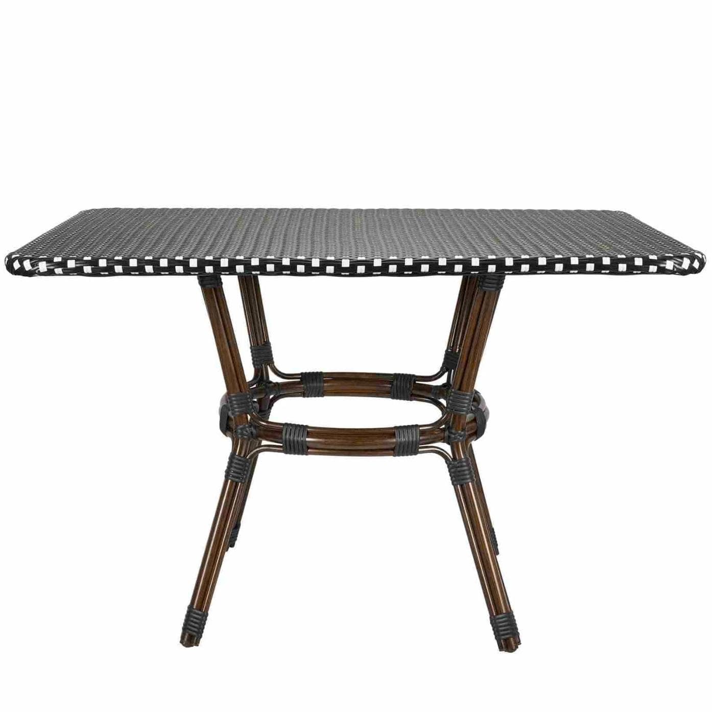 Toulouse Black on White French Bistro Set with 48x36" Table and 2 Benches FBK-BLA-4836X2B