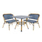 Toulouse Blue on White French Bistro Set with 48"x36" Table and 2 Benches FBK-BLU-4836X2B