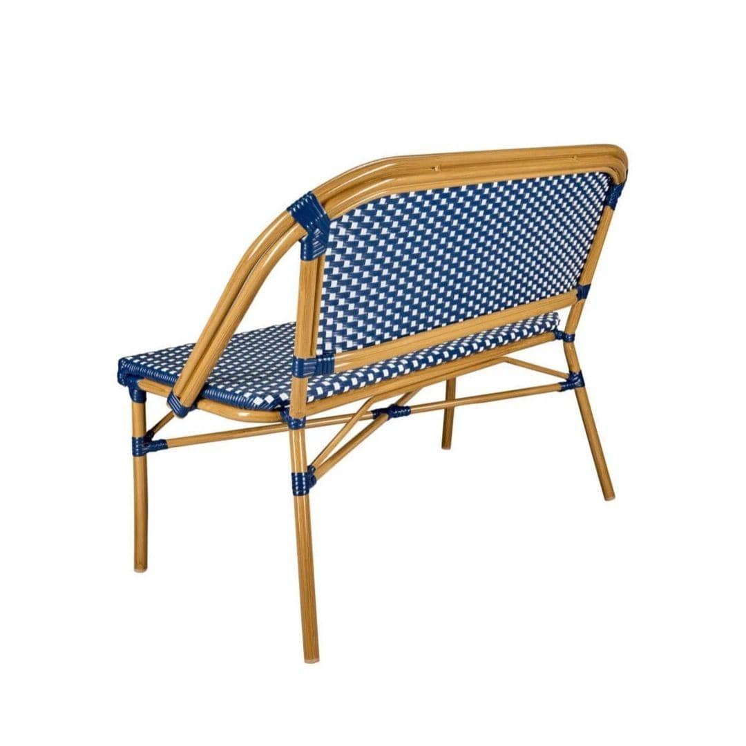 Toulouse Blue on White French Bistro Set with 48"x36" Table and 2 Benches FBK-BLU-4836X2B