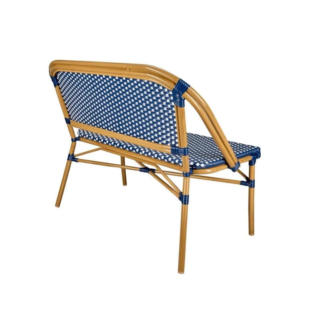 Toulouse Blue on White French Bistro Set with 48"x36" Table and 2 Benches FBK-BLU-4836X2B