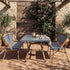 Toulouse Blue on White French Bistro Set with 48"x36" Table and 2 Benches FBK-BLU-4836X2B