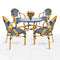 Toulouse Blue and White French Bistro Set Includes 40" Table and 4 Chairs with Arms FBK-BLU-ABLU4-AX