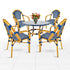 Toulouse Blue and White French Bistro Set Includes 40" Table and 4 Chairs with Arms FBK-BLU-ABLU4-AX