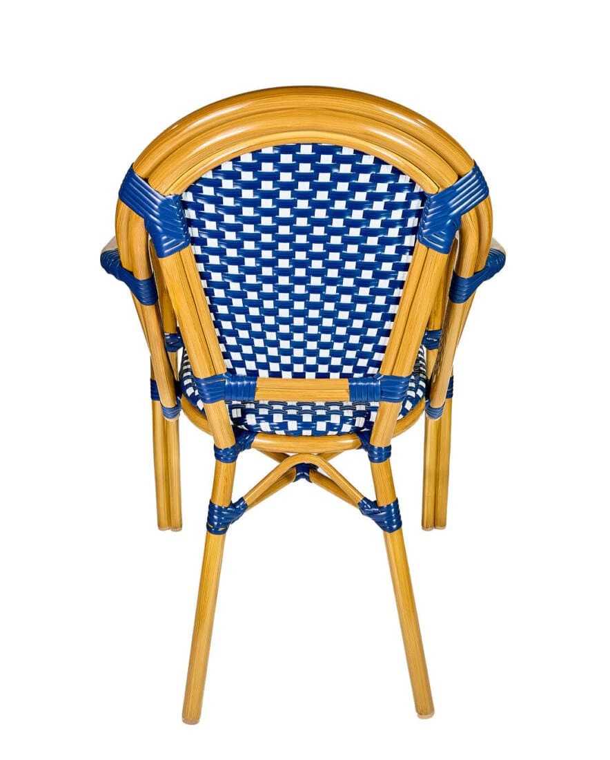 Toulouse Blue and White French Bistro Set Includes 40" Table and 4 Chairs with Arms FBK-BLU-ABLU4-AX
