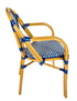 Toulouse Blue and White French Bistro Set Includes 40" Table and 4 Chairs with Arms FBK-BLU-ABLU4-AX