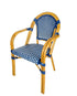 Toulouse Blue and White French Bistro Set Includes 40" Table and 4 Chairs with Arms FBK-BLU-ABLU4-AX