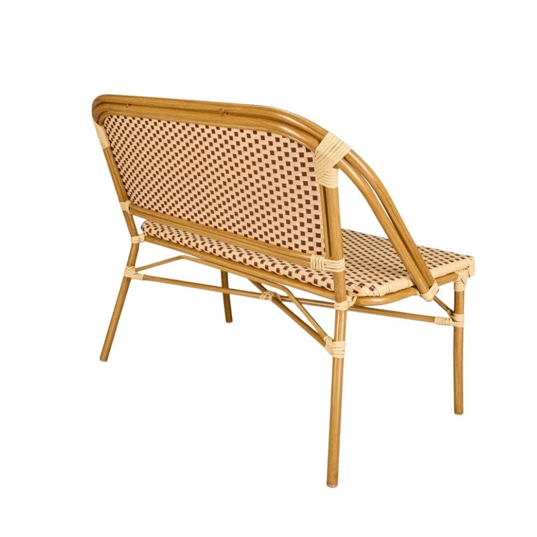 Toulouse Beige on Maroon French Bistro Set with 48"x36" Table and 2 Benches FBK-BM-4836X2B